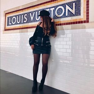 Topshop Leather Moto Zip Up Skirt